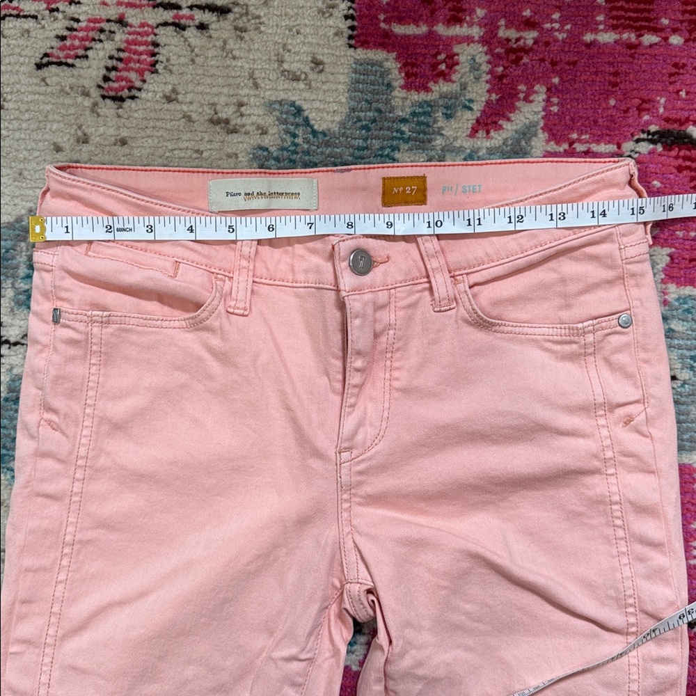 Pilcro and the Letterpress Light Pink Orange Crop Jeans Anthropologie size 27 - Picture 8 of 12